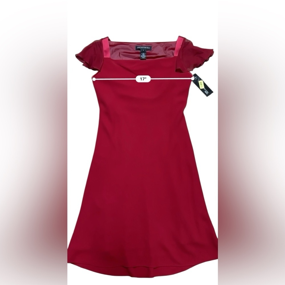 NWT Silk Trim Dress Jones New York Red 1990s Size 6 Sheath - Picture 9 of 12